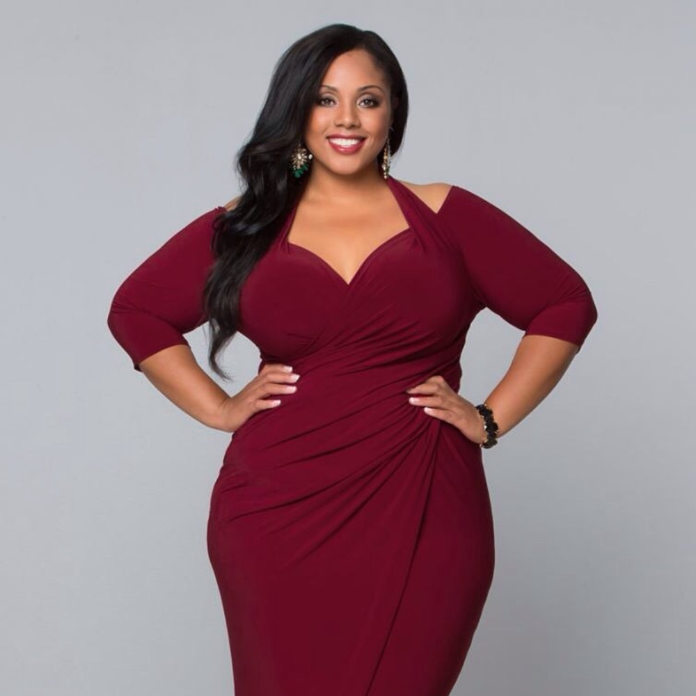 Kiyonna Wine Halter Wrap Dress!